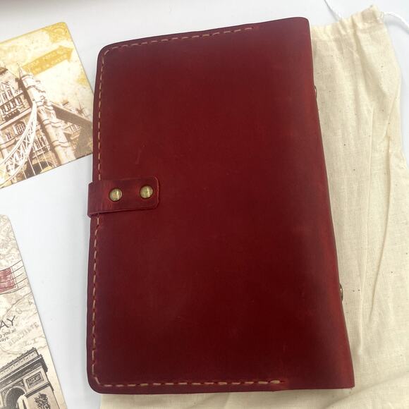 Robrasim Notebook Red Leather Bound Refillable Handmade Travel Photo Journal New - Picture 5 of 9